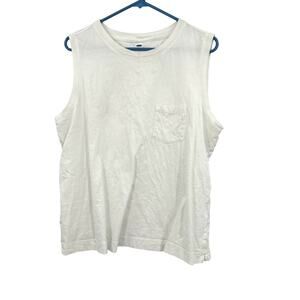 Old Navy Size Large Tank Top White Crew Neck Pocket Solid‎ Everyday Undershirt